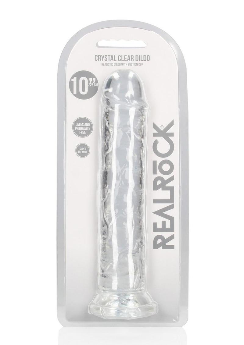 RealRock Crystal Clear Straight 10 in. Dildo Without Balls